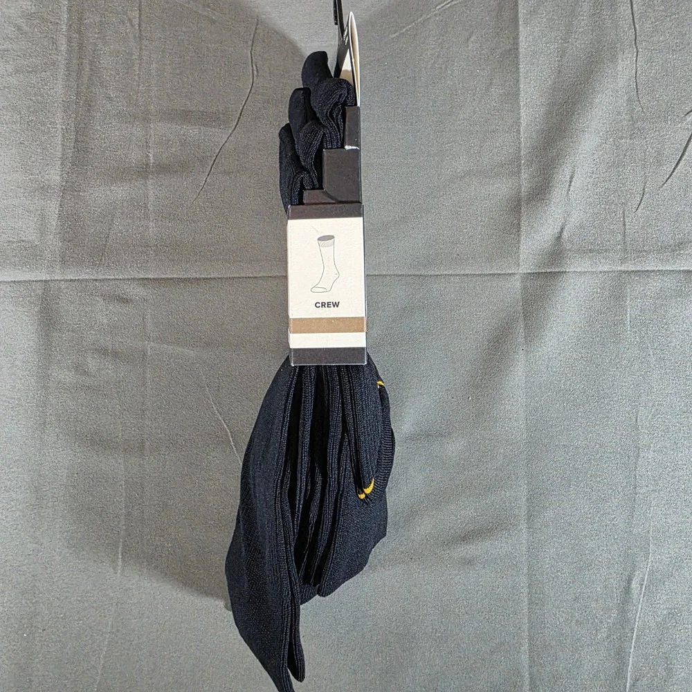 Goldtoe Signature Collection Mens Black Crew Socks 3 Pair Pack AM274 Size 6-12.5